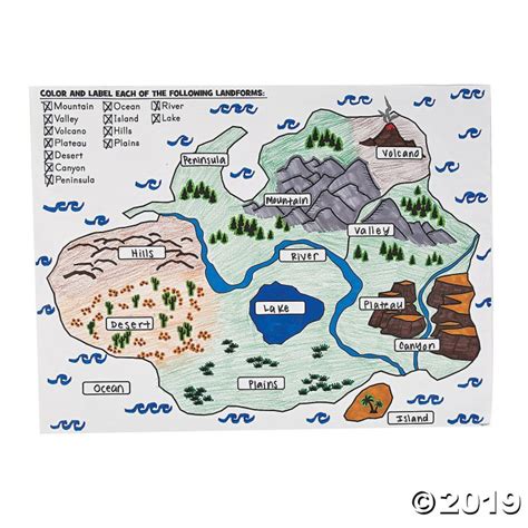 Color Your Own Label And Color Landforms Posters 30 Piece S