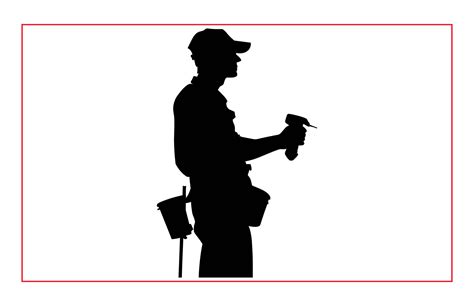 House Painter Silhouette Illustration Set Painter Workers On Ladder