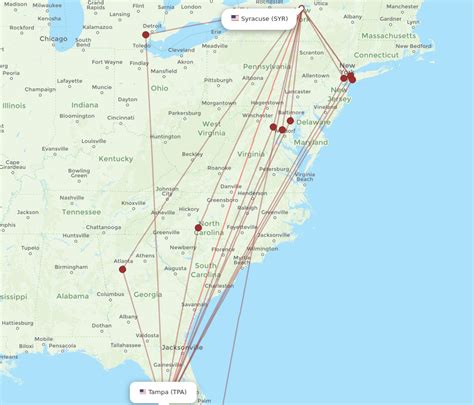 All Flight Routes From Syracuse To Tampa Syr To Tpa Flight Routes