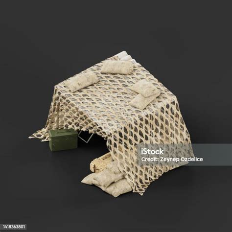 Isometric View Armed Military Watchtower Military Trench And Defensive