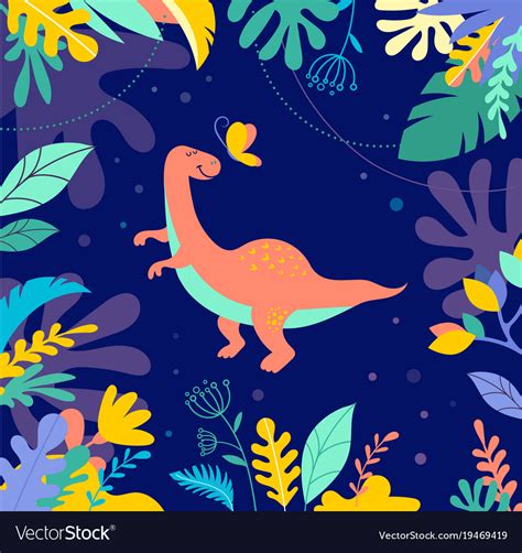 Cute dinosaur background Royalty Free Vector Image