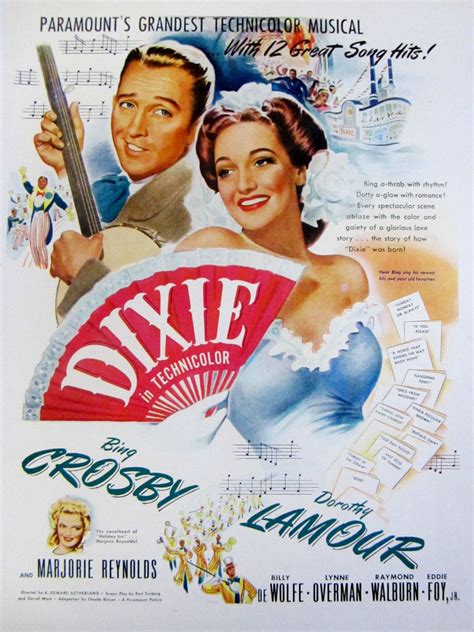 1943 Dixie Vintage Movie Poster Print Bing Crosby Celebrity Wall Art