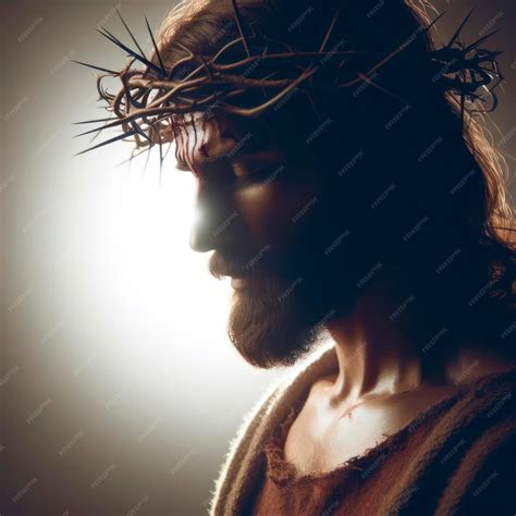 Premium Photo Jesus Christ Wearing Crown Of Thorns Passion And Resurrection Solid Black