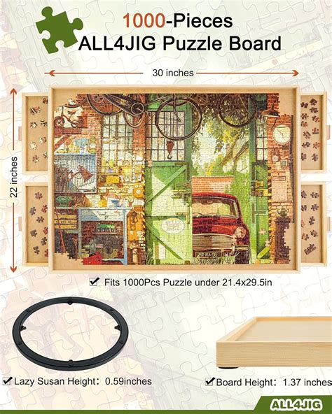 Piece Rotating Puzzle Board With Drawers And Cover X Portable