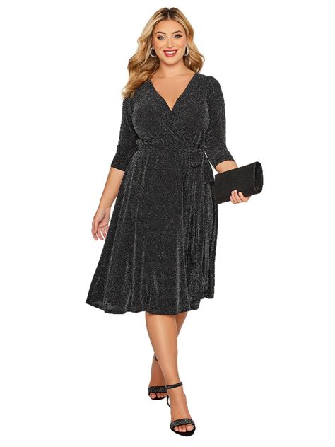 Plus Size Elegancka Wiosenna Jesienna Sukienka Typu Wrap Damska Z D