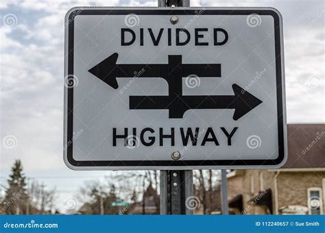 Divided Highway Sign With Icon Stock Image Image Of Symbol Message