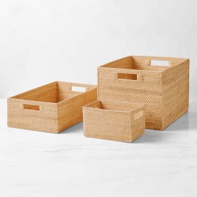 Hold Everything Rattan Cubby Pantry Baskets Williams Sonoma