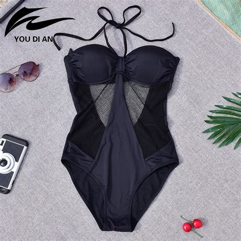 Buy You Di An Sexy One Piece Swimsuit Women 2017 New Summer Mesh Hollow Out