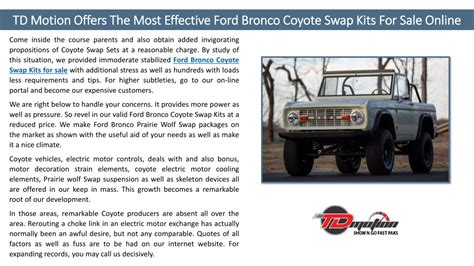 Ppt Td Motion Offers The Most Effective Ford Bronco Coyote Swap Kits