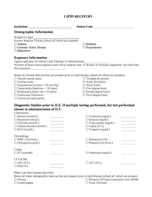 Fillable Online Lipid Registry Form Fax Email Print PdfFiller