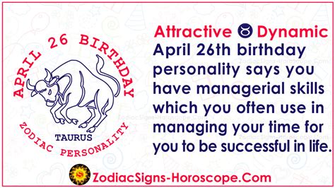 April 26 Zodiac (Taurus) Horoscope Birthday Personality and Lucky Things