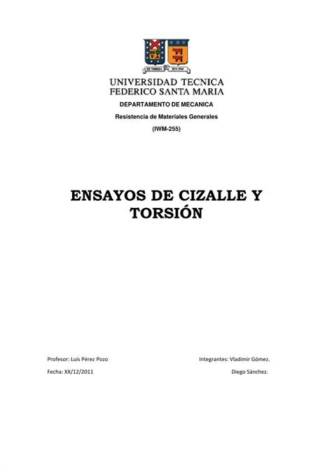 PDF Informe Cizalle Torsion DOKUMEN TIPS