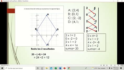 Calcular Area De Un Rombo En El Plano Cartesiano Youtube