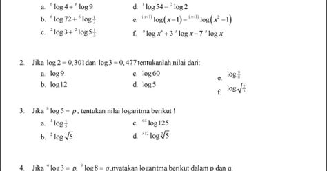 Soal Latihan Dan Pembahasan Logaritma Kelas X Rina