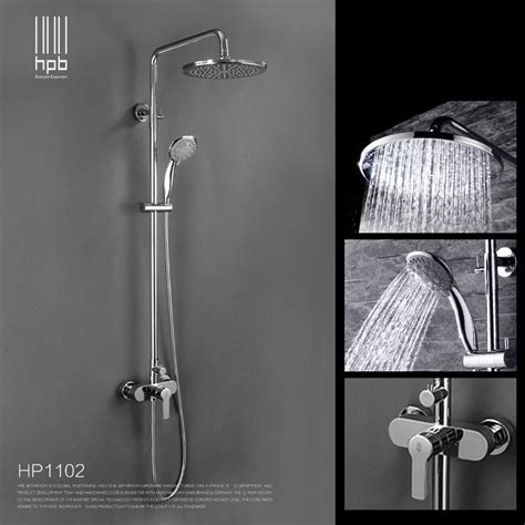Bathroom Hot And Cold Water Shower Set Brass Chrome Wall Mounted Round Air Rainfa
