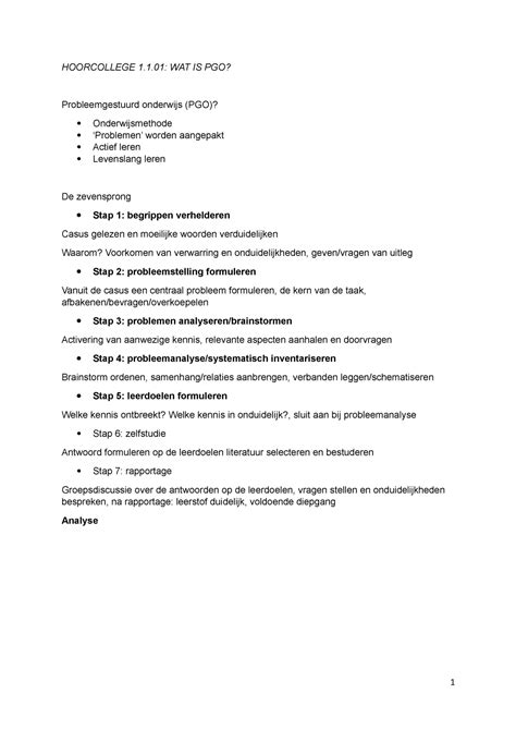 Samenvatting Blok Hoorcolleges Hoorcollege Wat Is Pgo