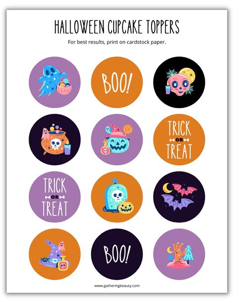 Halloween Cupcake Toppers - Free Printable — Gathering Beauty