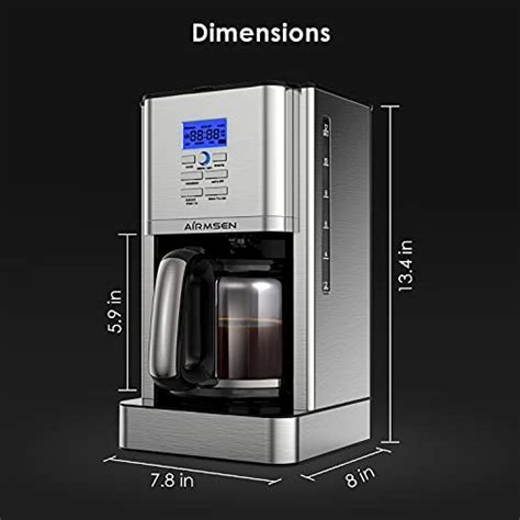 Airmsen Programmable Coffee Maker 12 Cups Stainless Steel Coffee