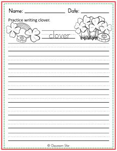 St Patrick S Day Practice Writing Clover Classroom Star Worksheets