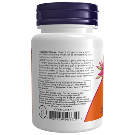 Now Foods High Potency Vitamin D Iu Sgels Structural Support