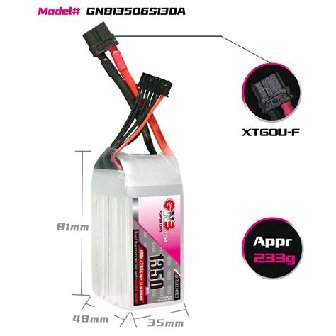 Gnb 1350mah 6s 130c Lipo Battery Hobbyrc Uk