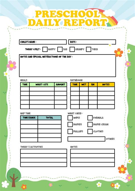 Printable Infant Daily Report Template