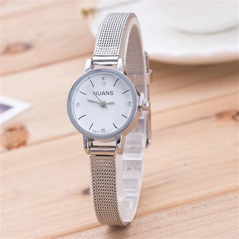 Elegant Brand Golden Silver Women Ladies Watch Stainless Steel Mesh