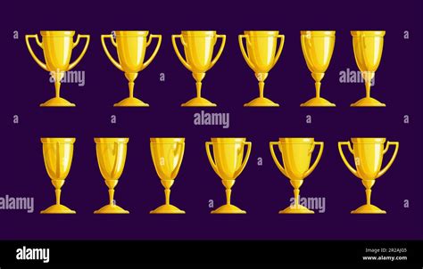 Golden Trophy Cup Sequence Animation Sprite Sheet Vector Turn Around