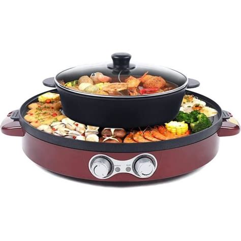 W Hot Pot Plaque de cuisson électrique en multifonction double séparation barbecue