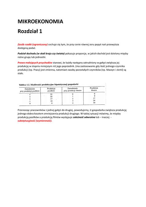 mikroekonomia notatki z przedmiotu MIKROEKONOMIA Rozdział 1 Zasób