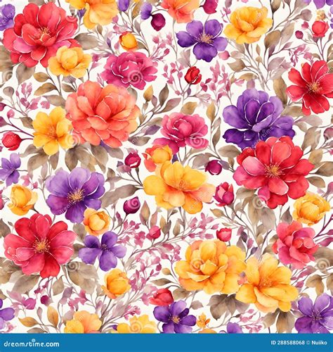 Colorful Flower Seamless Pattern Background Stock Photo Image Of