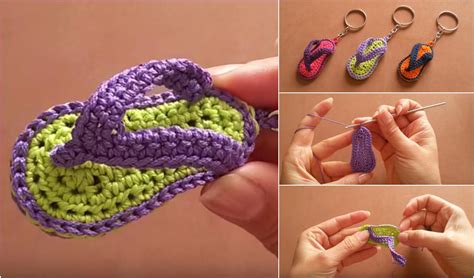 Keychain Flip Flops Slippers Sandals Free Crochet Patterns And Video