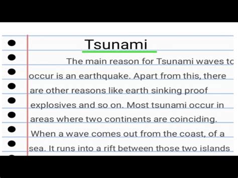 Easy Essay On Tsunami Paragraph On Tsunami YouTube