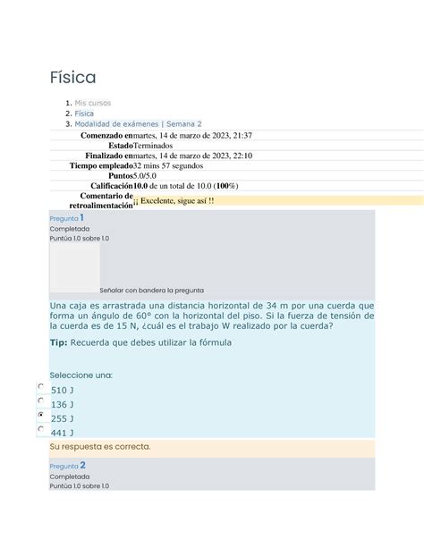 F Sica Semana Examen F Sica Mis Cursos F Sica Modalidad