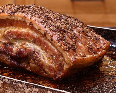 Hugh Fearnley Whittingstalls Slow Roasted Pork Belly With Fennel And Coriander