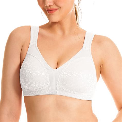 Deyllo Womens Wirefree Non Padded Plus Size Full Coverage Minimizer Bra White 48d