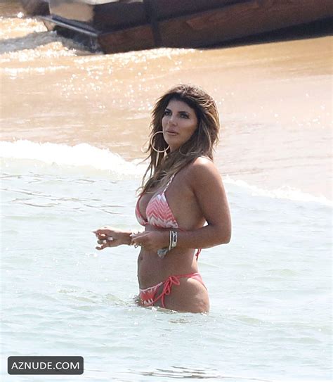 Teresa Giudice Wows In A Pink Halterneck Bikini While Relaxing On The Beach In Mykonos Aznude