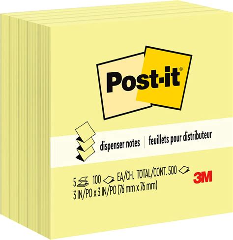 Amazon Post It Dispenser Pop Up Notes 3x3 In 5 Pads Canary