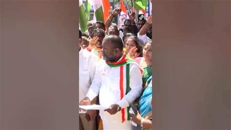 Adani Row Congress Members Hold Protest Outside Lic Southern Zonal