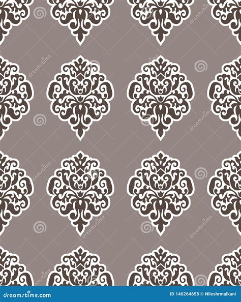 Seamless Victorian Damask Pattern Design Stock Illustration