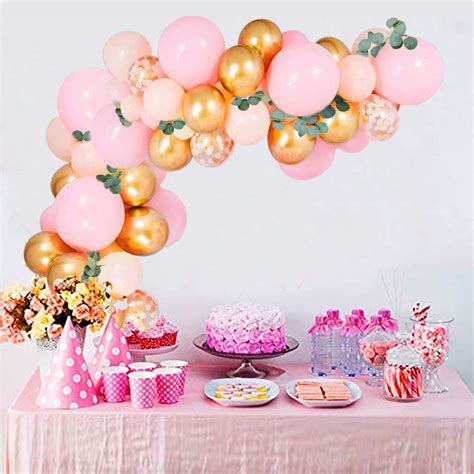 Buy Pink Balloon Garland With Artificial Greenery Garland Pink Gold