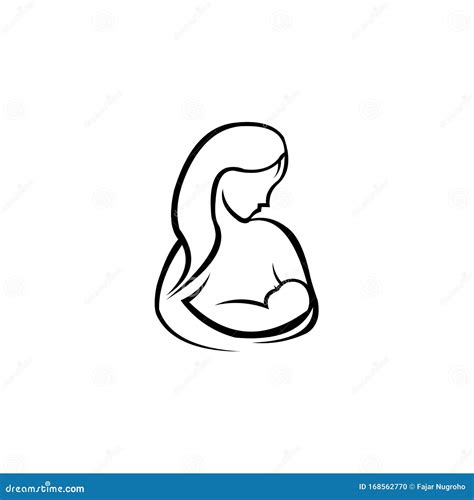 Mother Breastfeeding Her Baby Stylized Symbol Stock Vector