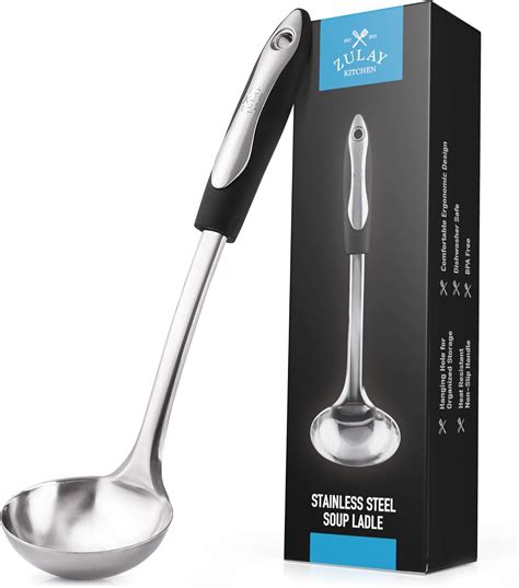 Zulay 12 Inch Stainless Steel Soup Ladle Durable Rust Proof Soup