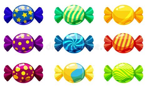 A Set Of Sweet Candies In A Package Of Different Colors Vector