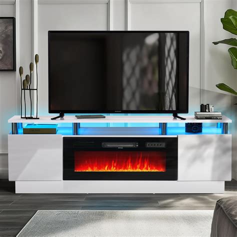 Amazon JXQTLINGMU 3 Sided Glass Fireplace TV Stand For 75 Inch TV