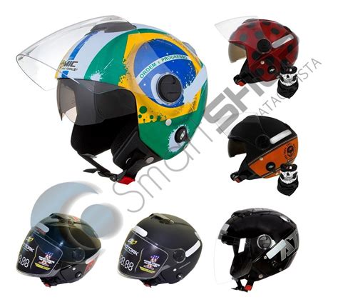 Capacete Aberto New Atomic Pro Tork Viseira Solar Fumê R 199 90