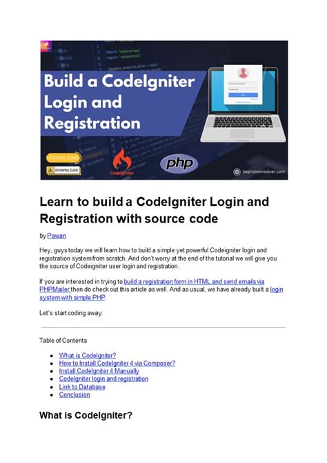 Ppt Learn To Build A Codeigniter Login And Registration With Source