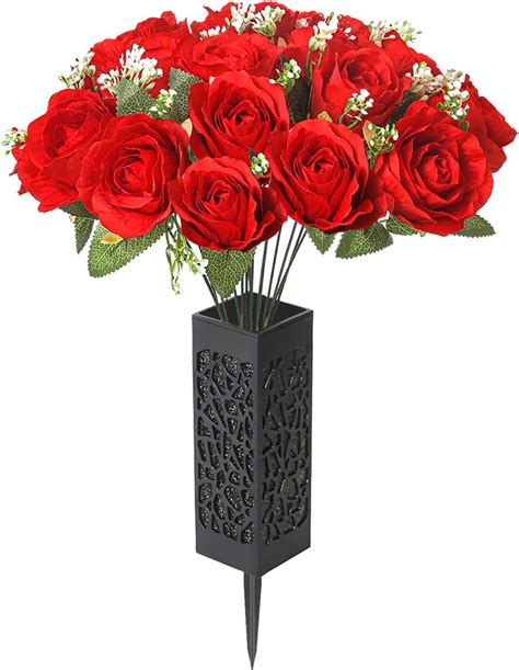 Amazon Bocola Cemetery Artificial Flowers Vase Set For Grave