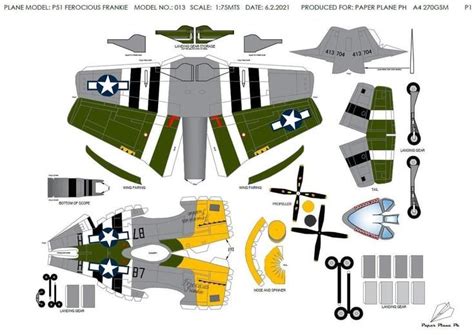 Papercraft Airplane Model 3D WWII American P 51 Mustang Ferocious