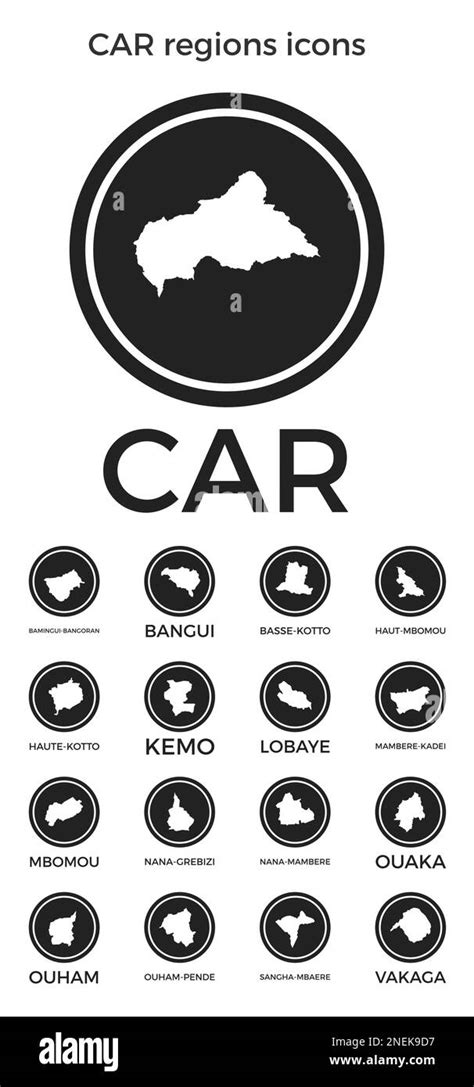 Car Regions Icons Black Round Logos With Country Regions Maps And